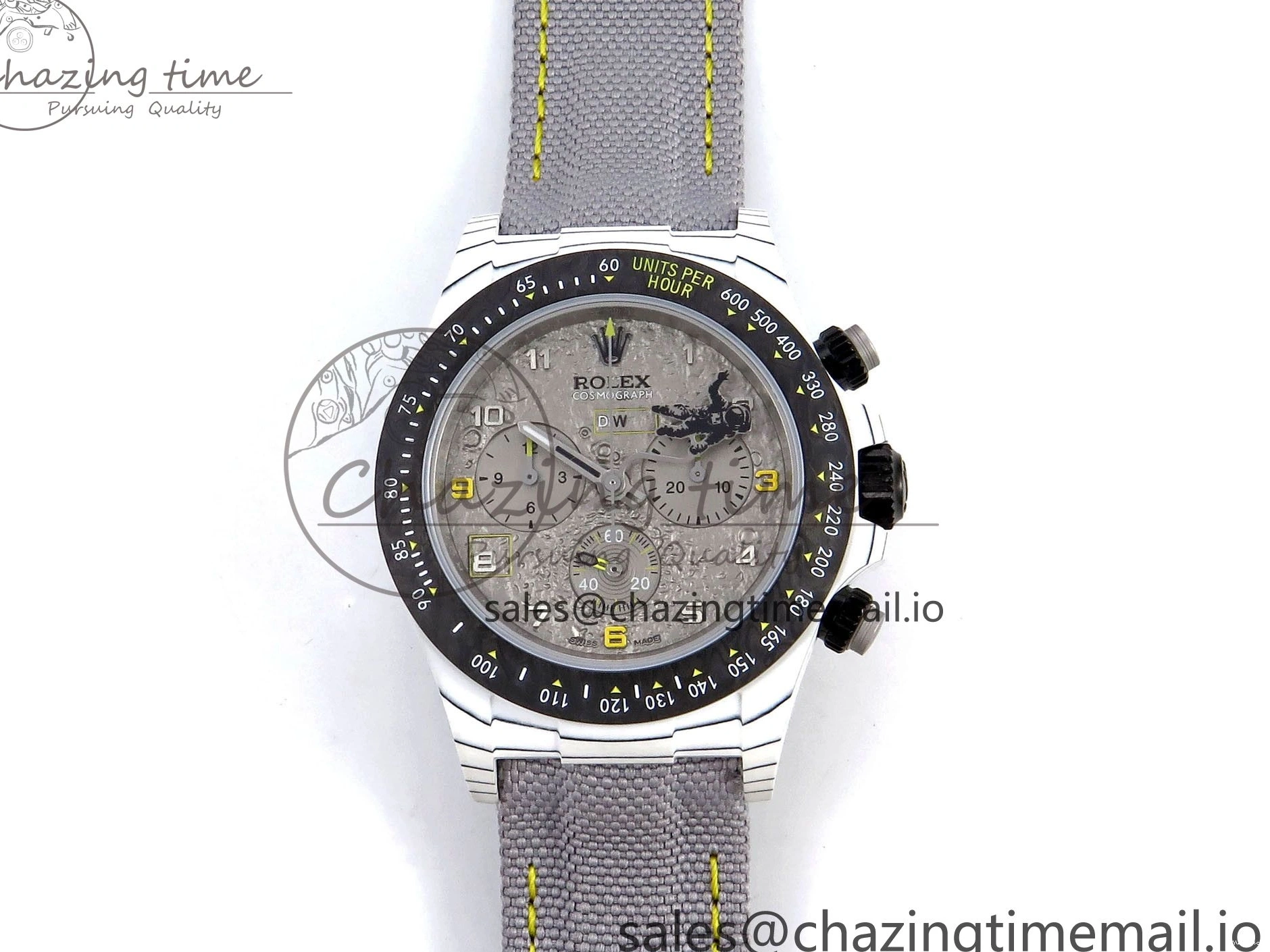 Clone Gray Gray Dial Space DIW Daytona Nylon Mission Textured Strap A4130 on 0228